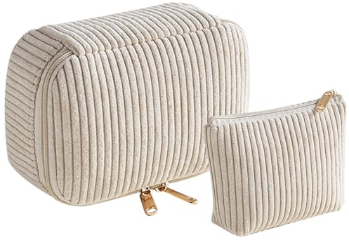 HTTDSLF 2 Pièces Mini Trousse Maquillage Femme, Trousse de Maquillage Matelassée, Rangement pour Makeup, Pochette Cosmétique Portable pour Voyage et Rangement