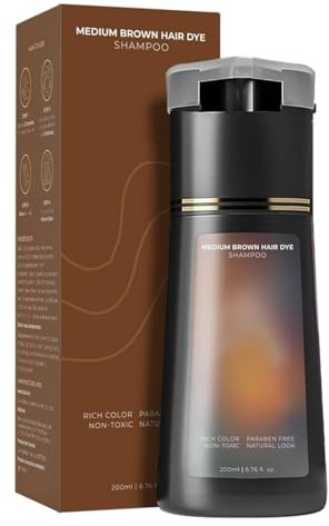 NHPY Mittelbraun Haarfärbeshampoo Für Graues Haar,Sofort Haarfarben Shampoo Für Männer Und Frauen,Botanical Formulation No Hair Damage No Bleach(Mittelbraun)
