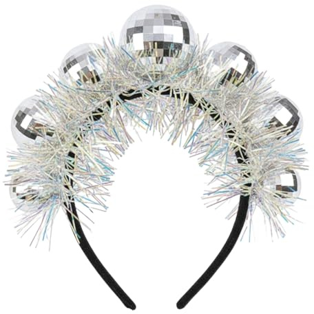 XDGBGFN discokula hårband bollar silver med färgad silvertråd disco hårband för 70-talet 80-tals cosplay, karneval, temafest, maskerad