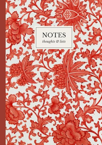 Vintage Chinese Floral Notebook: A5 Lined Notebook | Red Botanical Motif