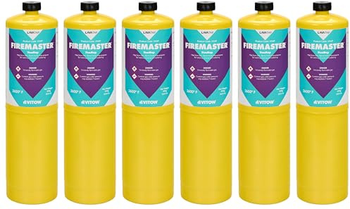 LavaTap Firemaster MAPP Gas 6 Pack - 400g MAP Blow Torch Fuel | Burns hotter than propane for fast soldering & brazing. Fits Rothenberger, Bernzomatic & standard 7/16 EN417 torches