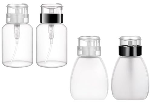 DIYEAH Set da 4 Dispenser per Solvente Unghie 250ml, Flaconi Vuoti in Plastica Pompa a Pressione, Bocca Larga per Facile Riempimento e Pulizia, Contenitori Ricaricabili per Smalti