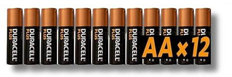 12 x Duracell AA Plus Alkaline Batteries 12 Batteries Bulk (without packaging)