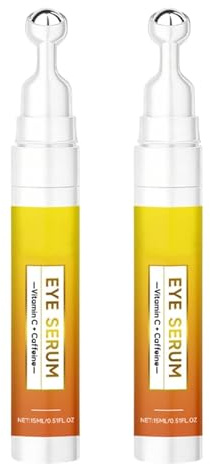 Sérum para ojos antienvejecimiento, crema de ojos con cafeína con rodillo, suero para ojeras e hinchazón, cuidado hidratante de los ojos, crema de arrugas diaria, reafirmante y reafirmante (2 unidades