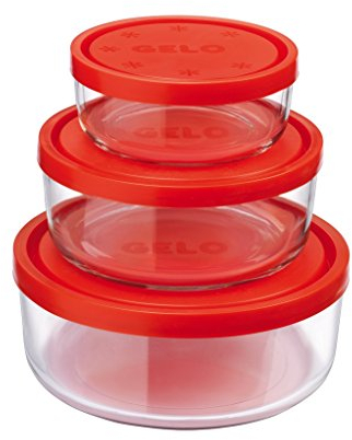 Rocco Bormioli Set 3 PZ.Gelo Box C/Cop. Rosso *Diametro 11/15/18cm.