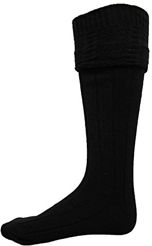 Mens Traditional Scottish Highland Wear Kilt Wedding Hogmanay Socks / UK 6-11 Eur 39-45 (Black)