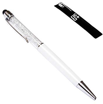 NEO+ Hochwertiger kapazitiver 2-in-1-Touchscreen-Stift und Kugelschreiber mit Kristallen. Stift Beutel und Stift Nachfüllung enthalten (WEIB)