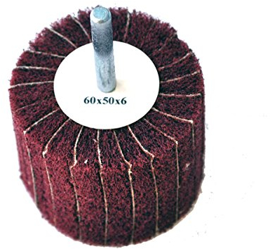 Fächerschleifer mit Vlies-Gewebekombination 60mmx50mm, 6mm Einspannschaft, Körnung: 240 - Schleifmopstift, Lamellenschleifer, Schleifmop Schleifvlies, Lamellenrad mit Schaft.