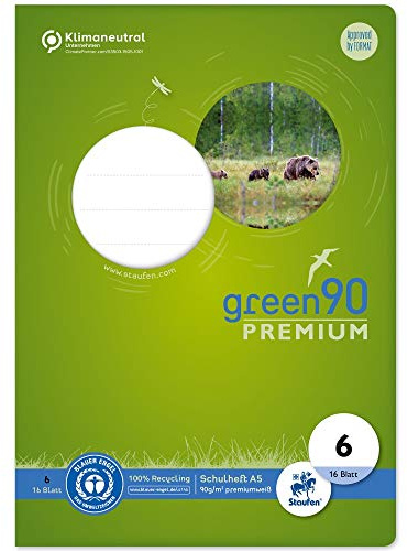 Staufen 040780006 – häftapparat, linjatur 6, DIN A5, 16 ark, 90g/m², tom, 1 st