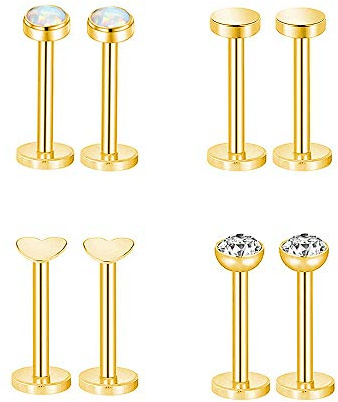 Gnoliew 16G 316L Stainless Steel Labret Monroe Lip Ring Studs Cartilage Helix Tragus Nose Piercing (A2,8mm(16G))