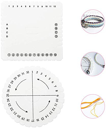 TANCUDER Kumihimo Disk Schaum Kumihimoscheibe Rund und Quadratisch Flechtscheibe Kumihimo Scheibe für Makramee Armbänder, Halsketten, Handyschlingen und Handseile
