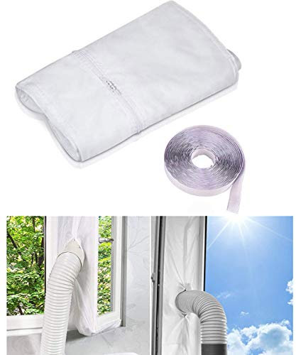 PXD913 Universal Window Seal for Portable Air Conditioner, Mobile Air-Conditioning Airlock window seal, Air Exchange Guards With Zip and Hook Tape, Easy to Install, No Need For Drilling Holes (4 m)
