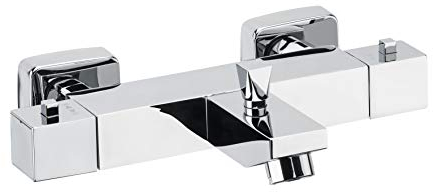 Cornat Bade-Thermostatarmatur Zaida - Hochwertiger Messingkörper - verchromt - Temperaturwahlgriff & Heißwassersperre / Einhebelmischer zur Wandmontage / Wannenbatterie / Badewannen-Armatur / ZAI2