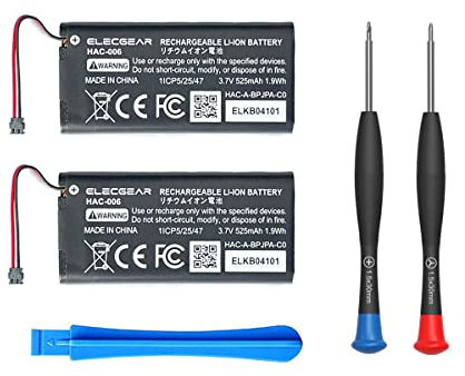 ElecGear 2X Batería de Repuesto para Controlador Joy-con, HAC-006 Batería de Iones de Litio Recargable para Mando Joy con de Nintendo Switch Izquierdo y Derecho con Kit de Herramientas de Reparación