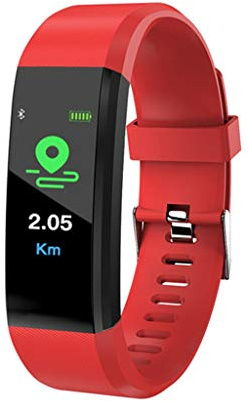 Bracelet USB Multifonction Intelligent de fréquence Cardiaque et la Pression artérielle Surveillance Sport Podomètre Montre Fitness Tracker for Hommes et Femmes (Color : Red)