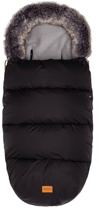 Fillikid for-Your-Little-One Universal-Fußsack mit Kunstfellbesatz, Schwarz