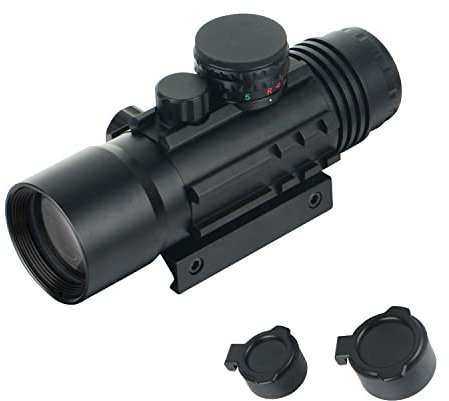 ToopMount Lunette de visée Tactique 4x33mm Tri Rail illuminé Fusil entièrement recouvert d'un réticule Rouge et Vert 1/4 MOA Scope with Weaver Rails