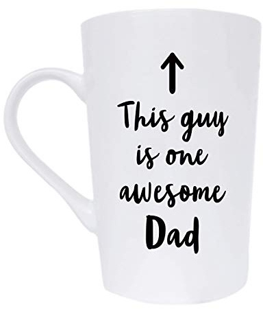This Guy is One Awesome Dad Coffee Mug Christmas Gifts, Funny Quote Cup for Father's Day or Valentine's Day from Daughter Son or Wife, White 12 Oz