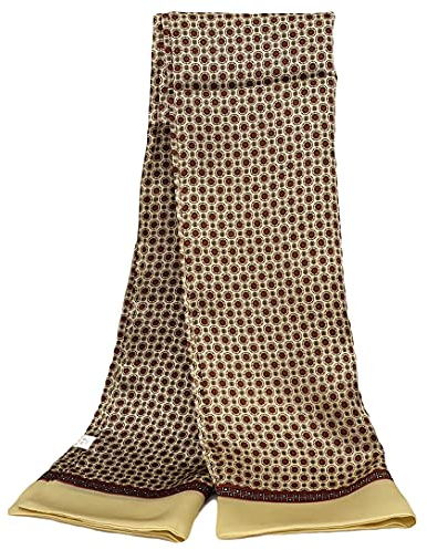 UK_Stone Herren-Schal, 100 % reine Seide, Paisleymuster, gepunktet, Vintage-Muster, doppellagig, Herren (Muster Vintage #1 Beige), Muster Vintage #1 Beige, Einheitsgröße