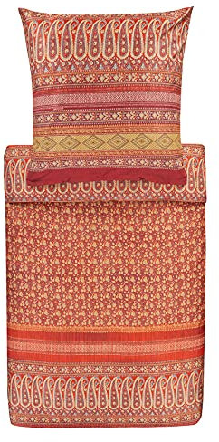 Bassetti Bettwäsche Set 2tlg. Piazza Ducale R1 Rosso, 100% Baumwolle mit Reißverschluss, Größe: 155cm x 200cm, 80cm x 80cm, 9314251
