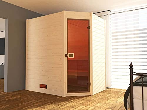 Weka Massivholzsauna Valida Eck 2 Sitzbänke aus Holz Wandstärke 38 mm