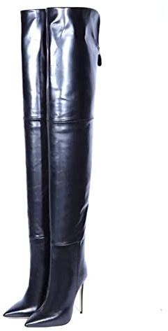 MiduoHu Onorevoli Nuovo Nero sopra La Coscia al Ginocchio Donna Moda Stivali Tacchi a Spillo Altissimi Over The Knee Stretch Boots alla Moda High Heels (Color : Nero, Size : 45 EU)