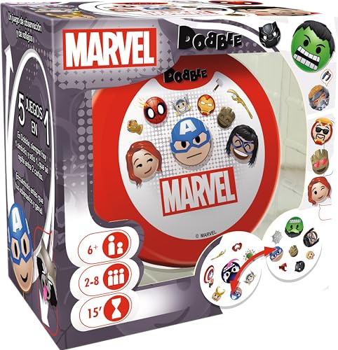 Asmodee Dobble Marvel Emoji, Juego de Mesa de Observación y Velocidad | Con Superhéroes y Villanos en Estilo Emoji, A Partir de 6 Años, De 2 a 8 Jugadores, 15 Minutos por Partida, Español