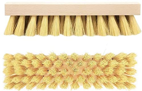 hillfield 2er Set Scheuerbürste – Wurzelbürste aus Holz mit Naturborsten aus Fibre - Scheuerbürsten, Wurzelbürsten, Hand Schrubber, Putzbürste - Griff aus Holz - Bürsten Made in Germany