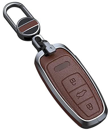 ontto Autoschlüssel Hülle Schlüsselanhänger Passt für Audi Audi A6 A7 A8 Q8 E-tron C8 D5 A8L A6L 2018 2019 2020 Fernbedienung Cover Schlüsselhülle Case Schlüssel Gehäuse Schutzhülle 3 Tasten Braun A