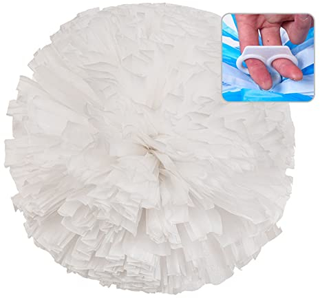 Egurs 2 Stück Cheerleader Pom Poms mit Ring Cheerleader Pompons Handblumen Round Tanz Cheer Poms für Kinder Erwachsene Sportwettbewerb Urlaub Feiern Tanzparty Team Geist Weiß L=35CM