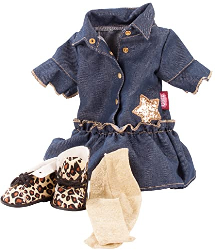 Götz 3403318 Kombination Golden Coolness – Puppenbekleidung Gr. XM – 4 teiliges Bekleidungs – und Zubehörset für Stehpuppen 36 cm
