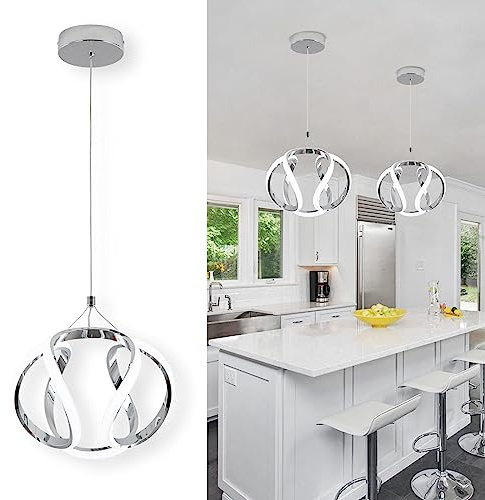 CANEOE Modern Led Pendant Light, 5500K Creative Led Kitchen Island Pendant Lights Fixtures, Adjustable Height Integrated LED Hanging Lamp for Living Room Bedroom Kitchen Cafe,1 Pack