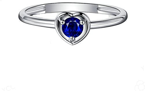 KnSam Weiß Gold 18 Karat 750 Ringe Saphir 0.15ct Blau, Solitärring Herz Design Diamantring Hochzeitsring Verlobungsring für Damen, Gr.57 (18.1), Echtgold Schmuck