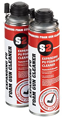STICK2 Expanding PU Foam Gun Cleaner 500ml Dual Purpose Solvent Based Cleaner for Foam Applicator Guns Cleans Wet Uncured PU Foam Includes Spray Head (2 Pack)