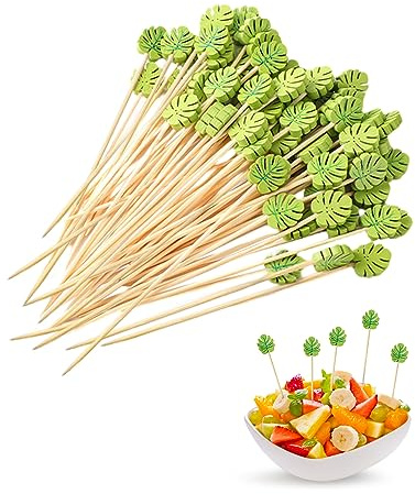 100 Cocktailspieße Im Blattstil, Fruchtspieß-Zahnstocher, Cartoon-Zahnstocher, Kreative Obststäbchen, Partyzubehör, Geeignet Für Kuchen, Obst, Cocktail-Dekoration