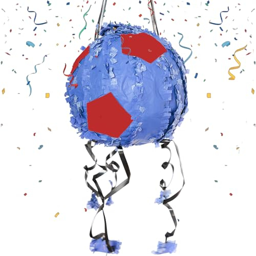 PINATA GEBURTSTAG MÄDCHEN - Pinata Geburtstag Junge - Fußball Pinata - Pinata Für Mädchen - Fußball Geburtstag - Verschiedene Farben - Blau/Rot