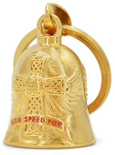Motorrad Zubehör Glocke Motorrad Schlüsselanhänger: Motorrad Deko Glocke Motorrad Schlüsselanhänger Personalisierte Motorrad Klingel Fahrradzubehör - Gott schütze dich Geburtstagsgeschenk, Gold