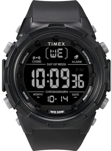 Timex Men's Sport 50 mm Watch - Black Resin Strap Digital Dial Black Case TW5M62000