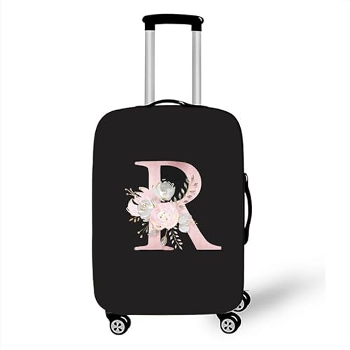Highdi 3D Rosa Buchstaben Kofferhülle, Elastisch Reise Kofferschutzhülle Reisekoffer Koffer Schutzhülle, Kofferhülle Kofferschutzhülle, Kratzfest Kofferschutz - Schwarz (R,M (22-24 Zoll))