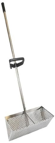 Folpus Rastrello da mare a mano con setaccio per sabbia, cestino largo con manico, leggero e pieghevole, rastrello per sabbia portatile, rastrello da spiaggia