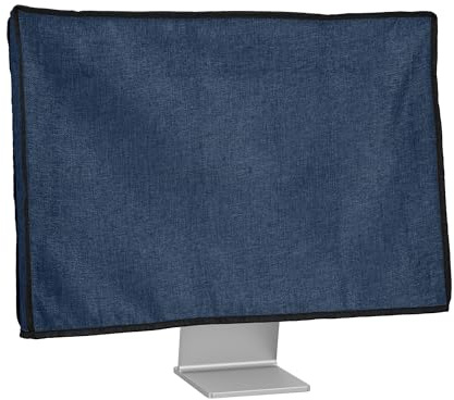 kwmobile Housse écran ordinateur compatible avec 31-32 moniteur - Protection d'écran PC moniteur en lin - bleu-gris