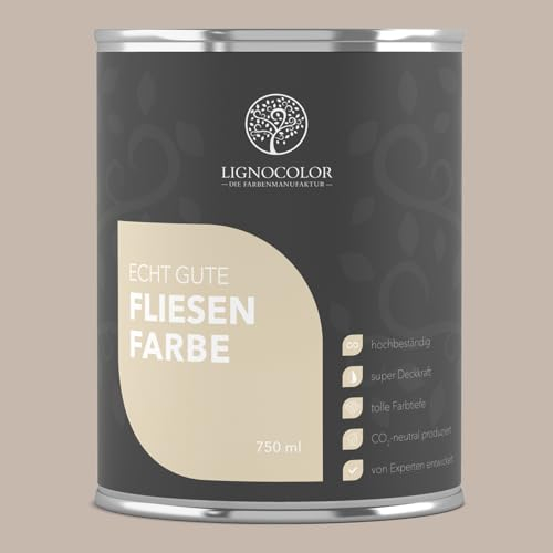 Lignocolor Fliesenfarbe matt | hochbeständige Farbe für Wand- & Bodenfliesen (Sandstone matt, 750 ml) | hochdeckend für den Innenbereich