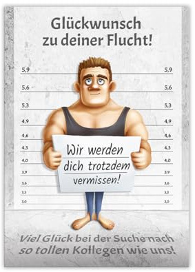 Minkocards XXL Abschiedskarte Karte für Jobwechsel Kündigung mit Umschlag in A4-Format lustige große Glückwunschkarte Klappkarte Firmenwechsel für Kollegen Chef Abschied