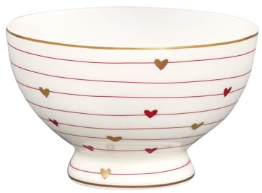GreenGate Schale Grace Weiß Herzen Rot und Gold 180 ml - Snack Bowl Porzellan