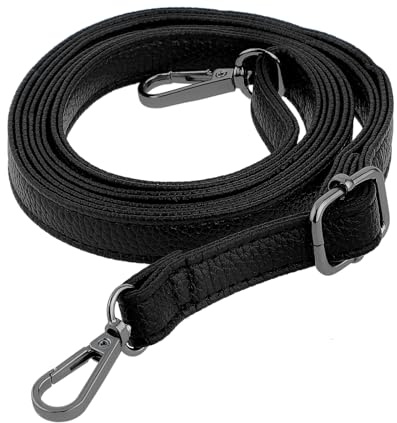 Schultergurt für Taschen Verstellbarer Damen Leder Schulterriemen Taschenriemen Ersatz 85–150 cm Verstellbarer Gurt Riemen für Brieftaschen Umhängetaschen Taschengurt (Schwarz Schnalle)