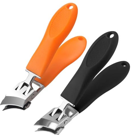2 Stück Abgeschrägte Nagelknipser, Fingernagel- Und Zehennagelknipser Aus Edelstahl Mit Breiter Backenöffnung Und Schrägem Langen Griff, Scharfer Nagelknipser (Mix)