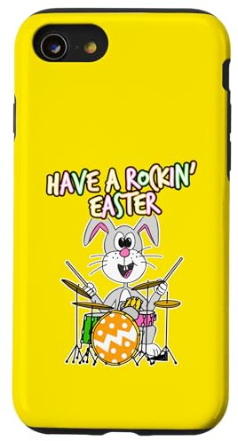 Custodia per iPhone SE (2020) / 7 / 8 Pasqua batterista coniglietto suonare batteria musicista tamburo insegnante