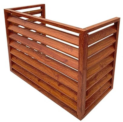 Aluminium-Klimaanlagenabdeckung,Klimaanlage Abdeckung, Abdeckung Für Klimaanlage,Wärmepumpe Abdeckung,Wärmepumpe Schutzgitter,Verdecktes Klimaanlagen Abdeckung,Klimaanlage Abdeckung Zaun(Dark brown,L4