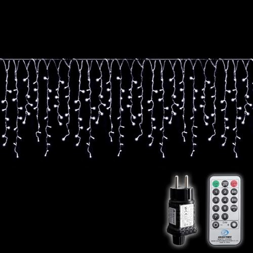 Salcar, catena luminosa LED effetto ghiaccio, 5 m, per esterni, con telecomando, tenda luminosa LED per interni natalizia, con 8 modalità, illuminazione natalizia impermeabile per gazebo e balcone