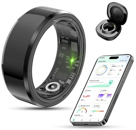 More9Room Smart Ring Heart Rate Monitor Fitness Ring Tracker Support Sleep Monitoring Step Tracker Heart Rate Counting Blood Oxygen Pedometer Smart Rings for Sports Time, Distance SIZE#12【21.6mm】